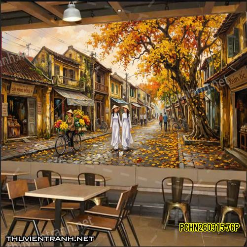 Tranh dán tường Phố cổ Hà Nội, Phố xưa - -PCHN260315-76P - Tranh tường chất lượng cao